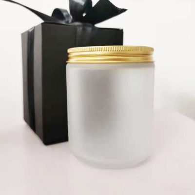 Ceramic black frosted candle jars with lid